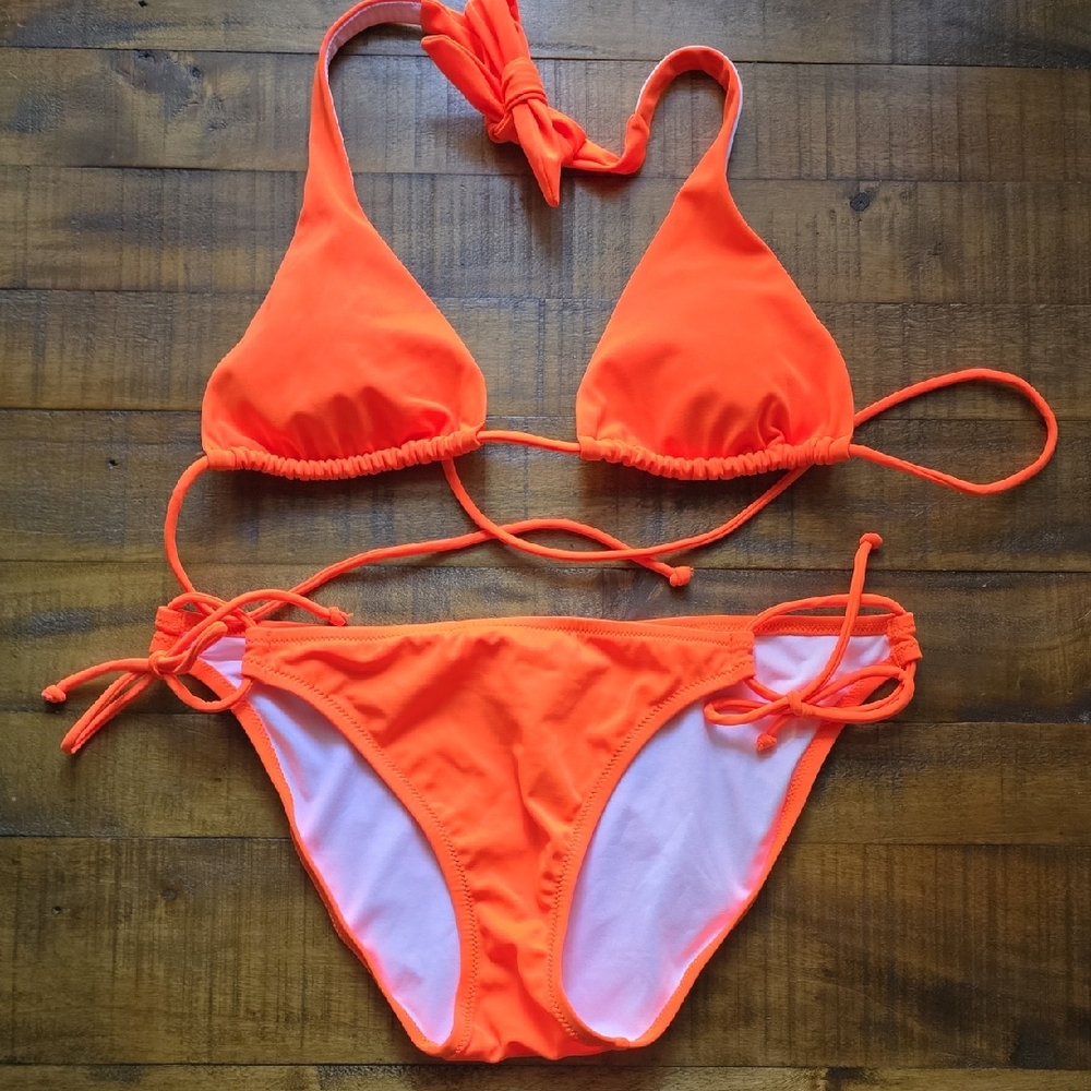 Victoria's Secret Neon Orange Bikini Size Medium ⭐️NWOT⭐️
